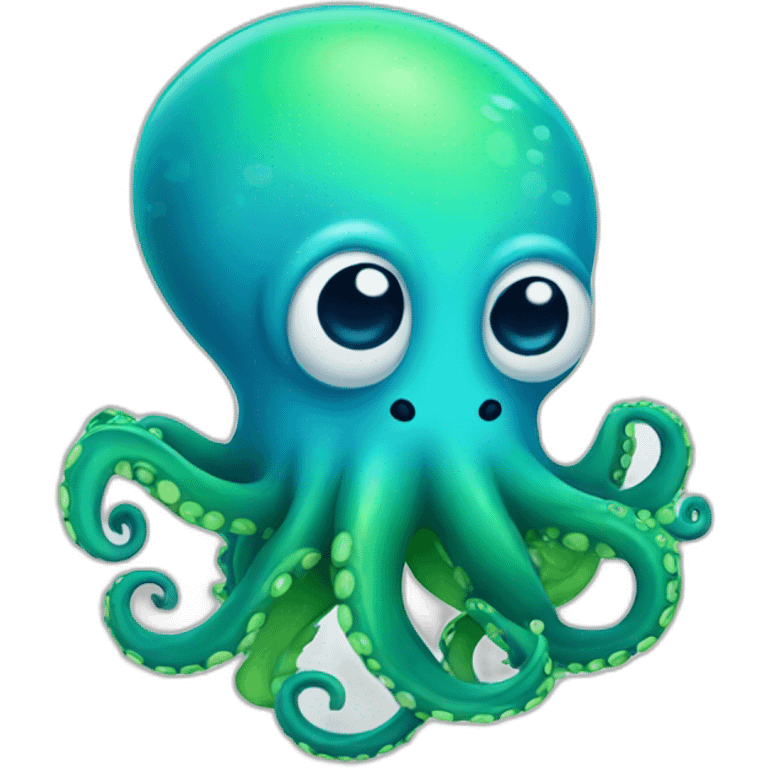 Cute blue and Green octopus  emoji