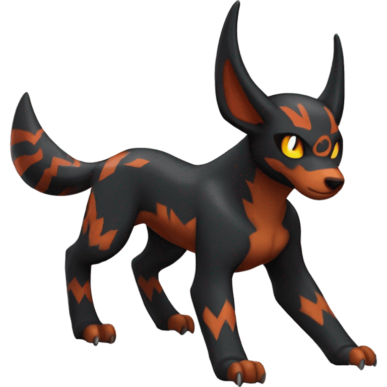 Cool Edgy Houndoom-Litten Fakémon Digimon with Edgy markings, full body, outlined emoji