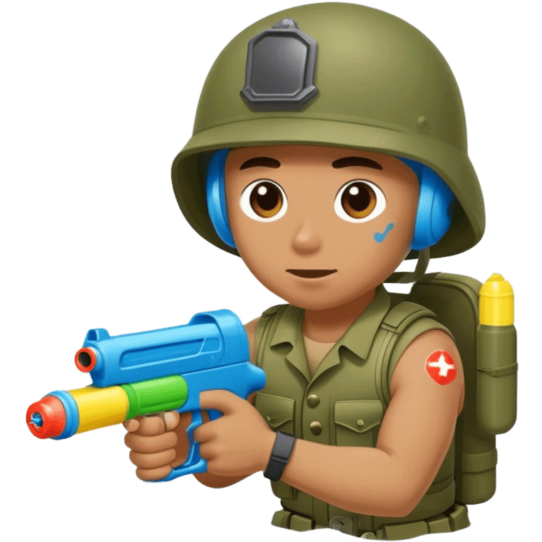 Soldier crawling with a water gun emoji