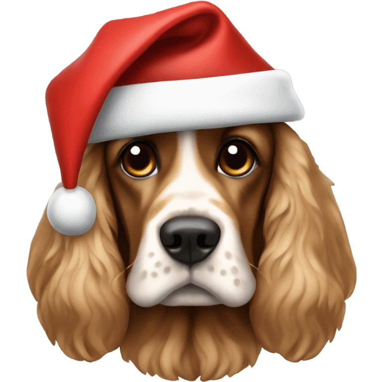 A cocker spaniel with a Santa hat on emoji