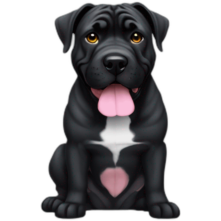 Full black presa canario dog cropped ears emoji