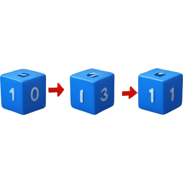 Create an emoji of a cube-shaped object with number 0(blue color) and 1(red color) displayed on its surfaces, representing a matrix or data grid. emoji