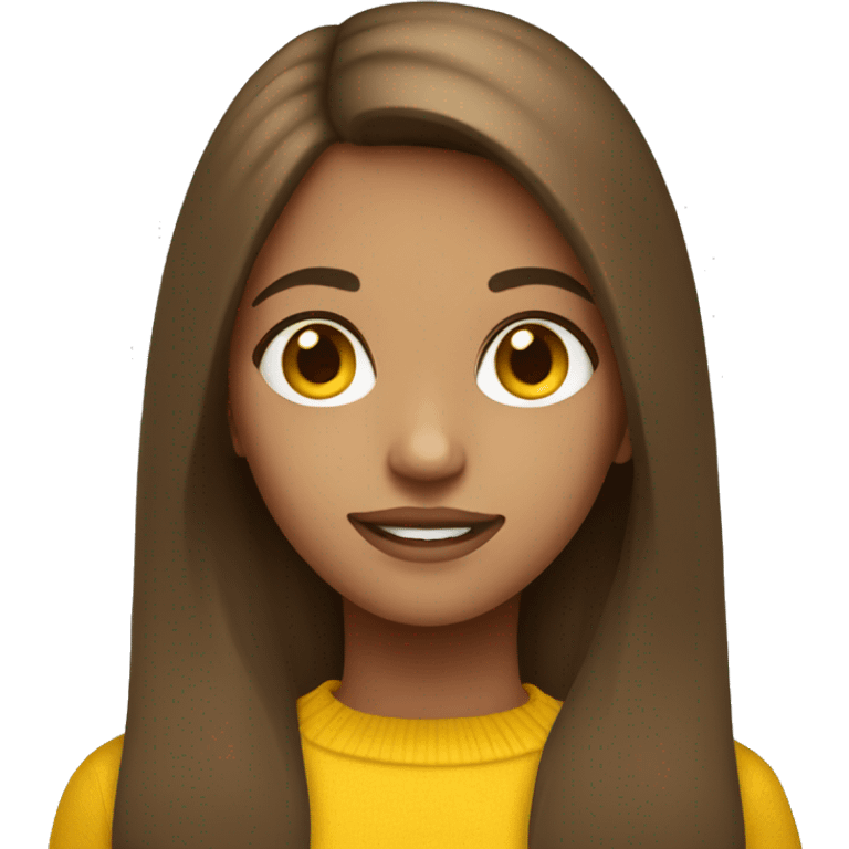 Girl with long brown hair wearing a yellow jumper emoji