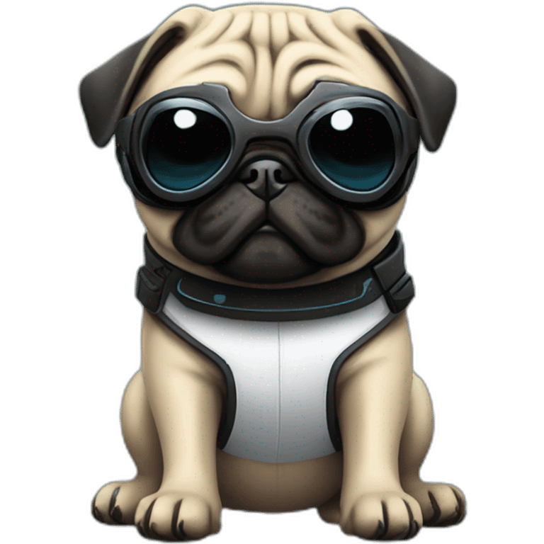 pug with black sunglasses and wearing a cyberpunk suit emoji