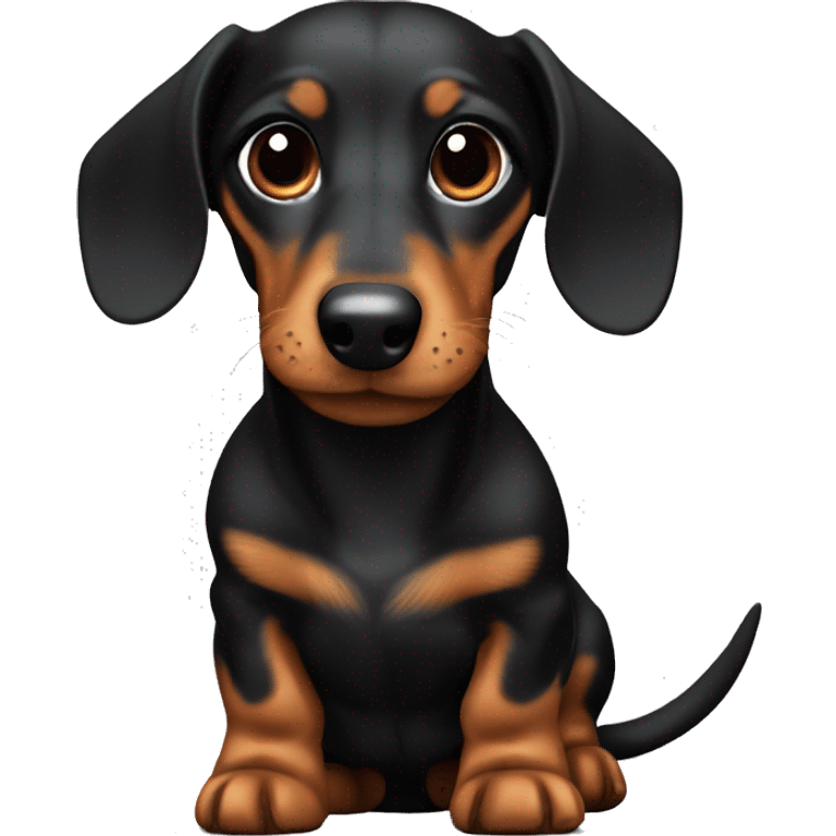 mini dachshund that’s black with light brown ears  emoji