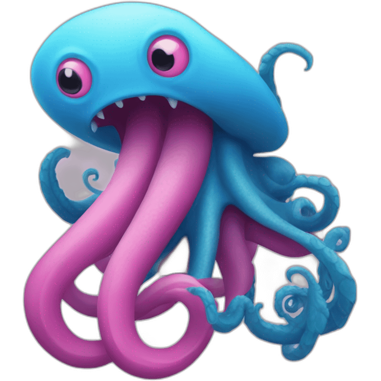 a blue kraken that rocks  to another pink kraken emoji