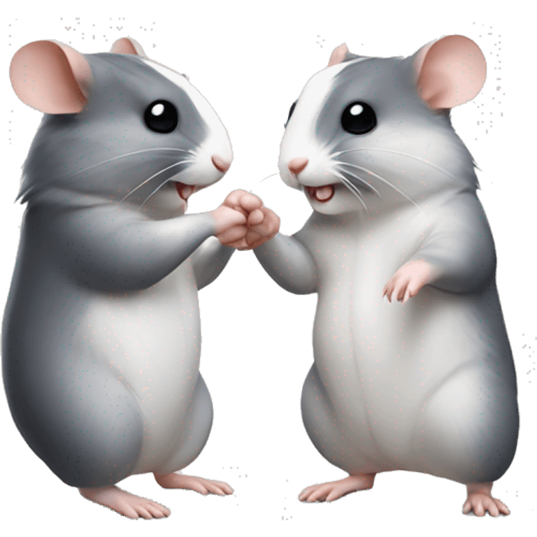 two hamsters giving handshake  emoji