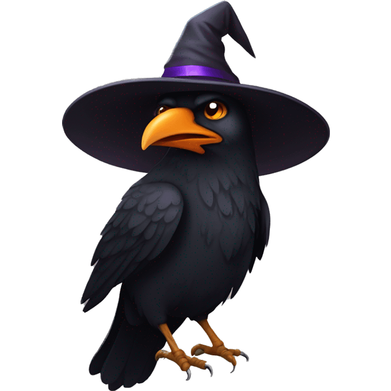 crow wearing witch hat emoji