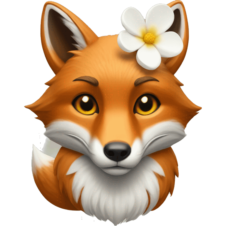 Fox with a white flower on the head emoji