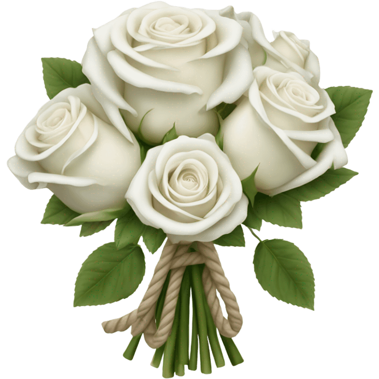 Bouquet white roses with rope emoji