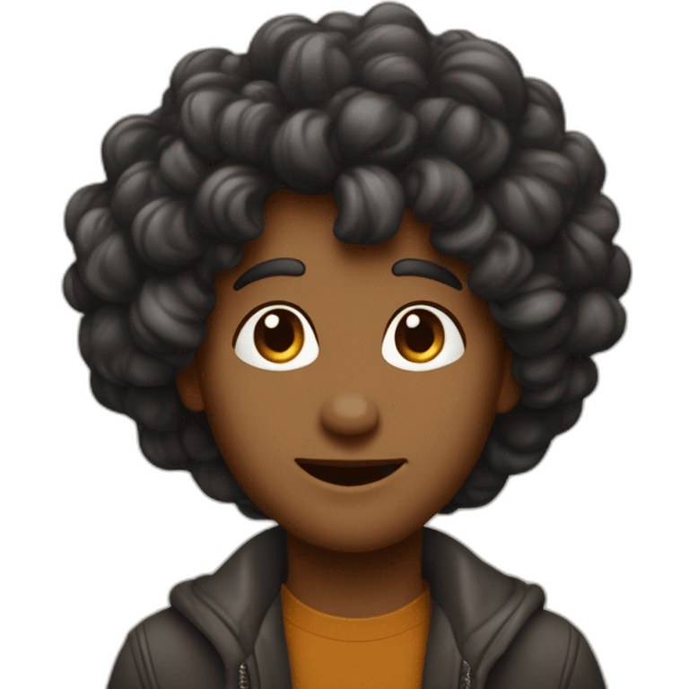 un beau gosse au couleur caramel avec des cheveux crépus noir emoji