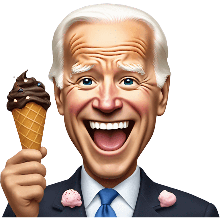 Laughing Joe Biden eating ice cream emoji