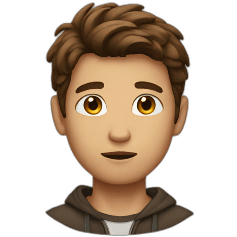 mysterious boy brown hair emoji