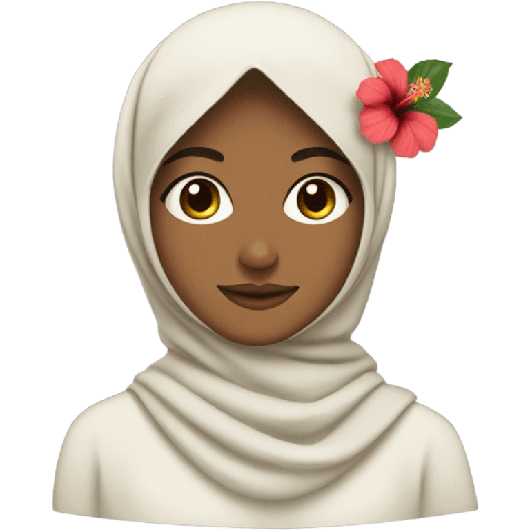 Hijabi with one hibiscus flower on her head emoji