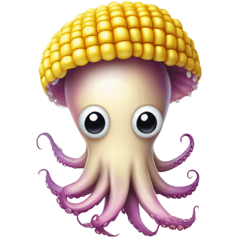 Squid eating corn on the cob emoji