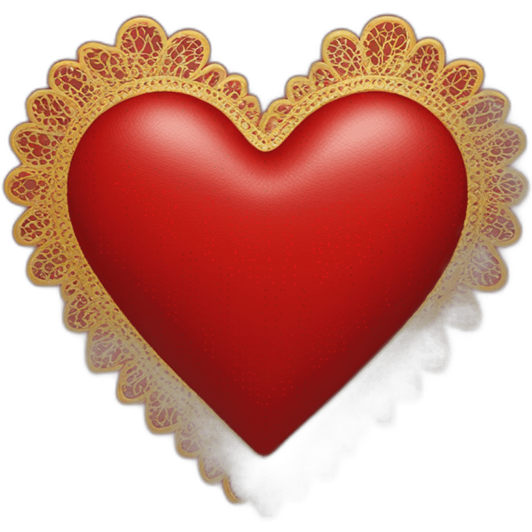 Red leather heart with gold lace border emoji