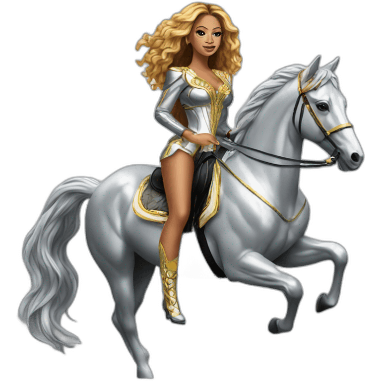 Beyoncé on silver horse emoji