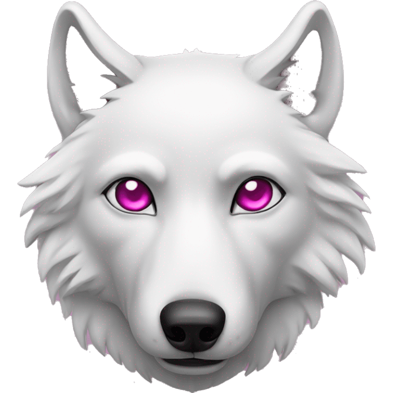 white wolf with dark pink  eyes drinking a vodka emoji