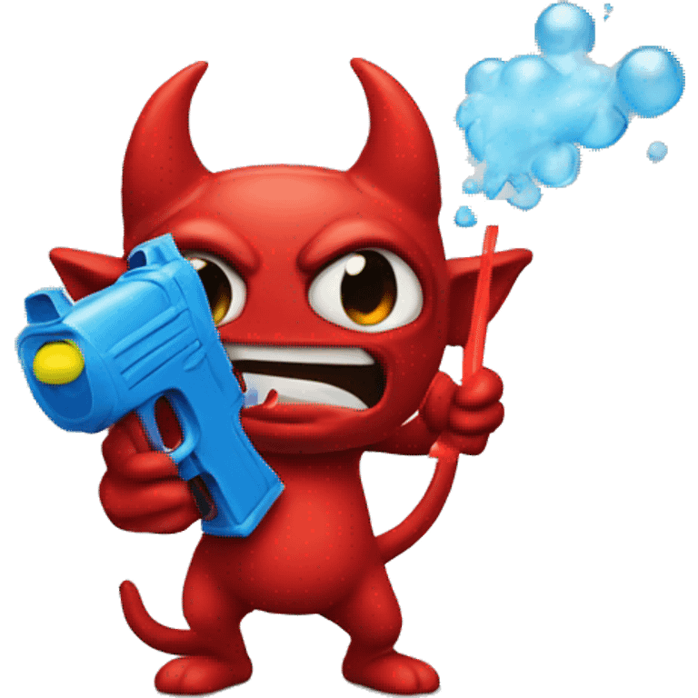 Devil with a water gun emoji