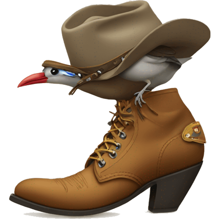 Bird with cowboy shoes  emoji