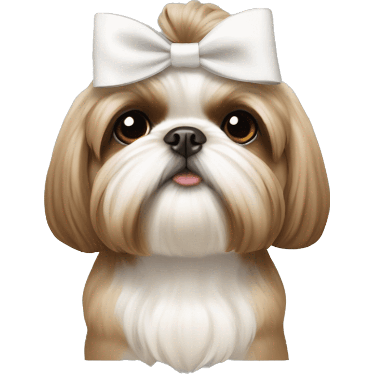 light brown and white shih tzu with bow on top of her head  emoji