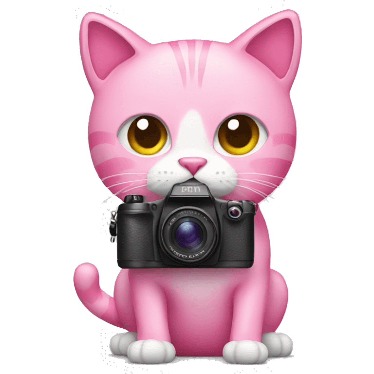 Pink cat with camera emoji