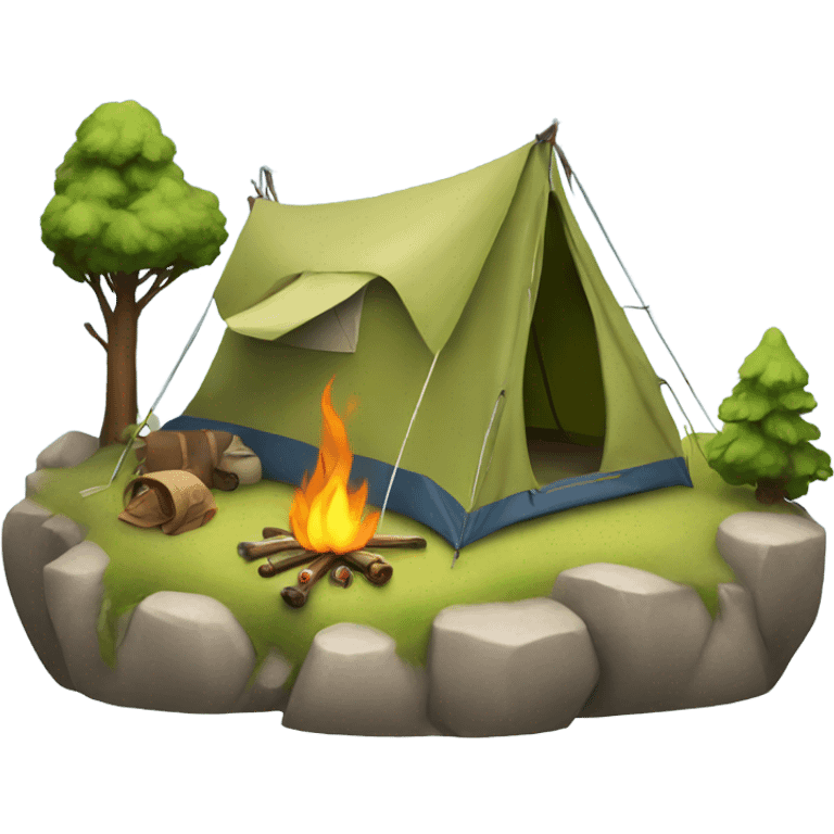 Camping on mountain emoji