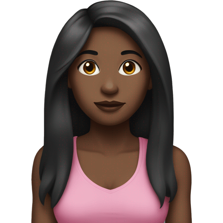 Black girl with long black hair wearing pink with no sleeves emoji