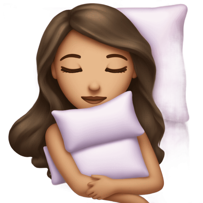 sleeping beauty brunette olive skintone girl with a silk pillow emoji