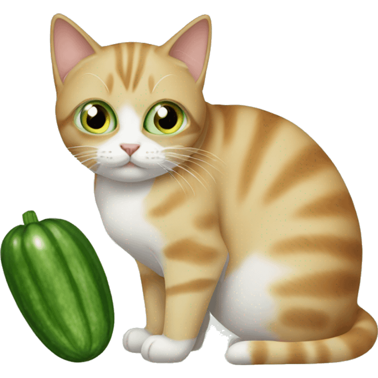 Cat using cucumbers emoji