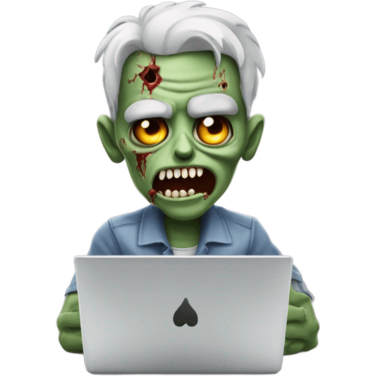 Handsome Zombie typing on laptop happy emoji