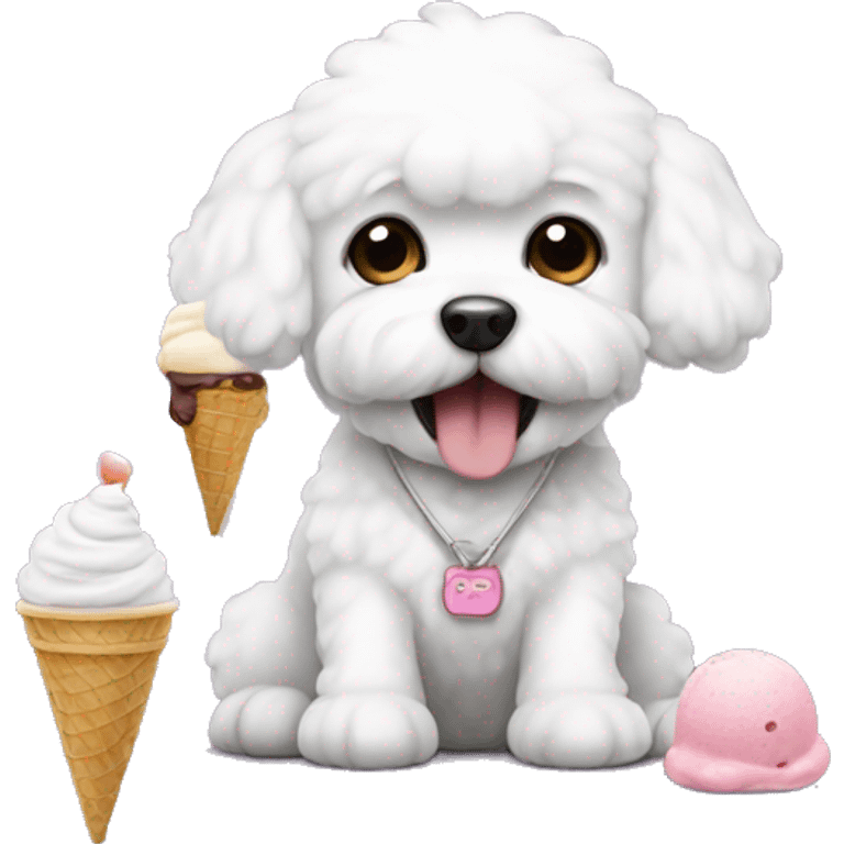 Bichon with ice cream emoji