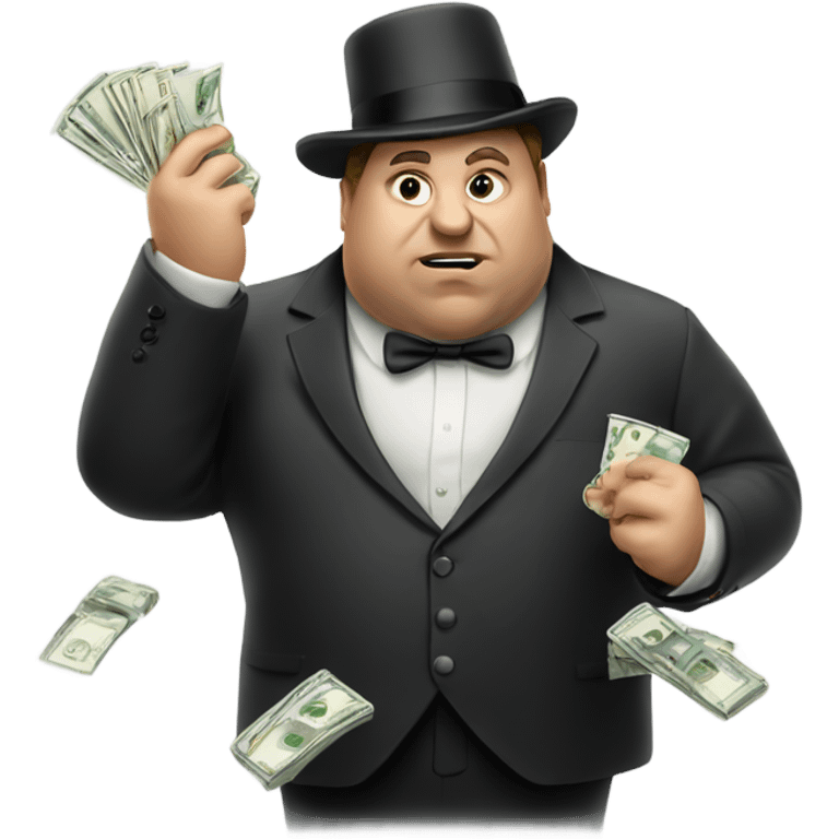 White fat gambler losing his money emoji