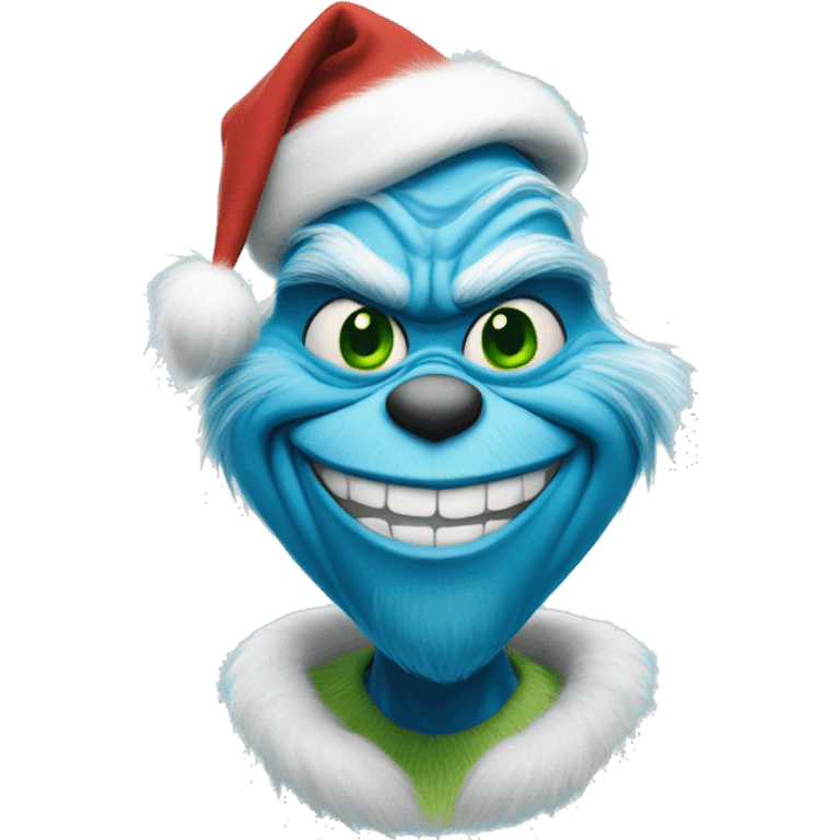 grinch grinning blue emoji