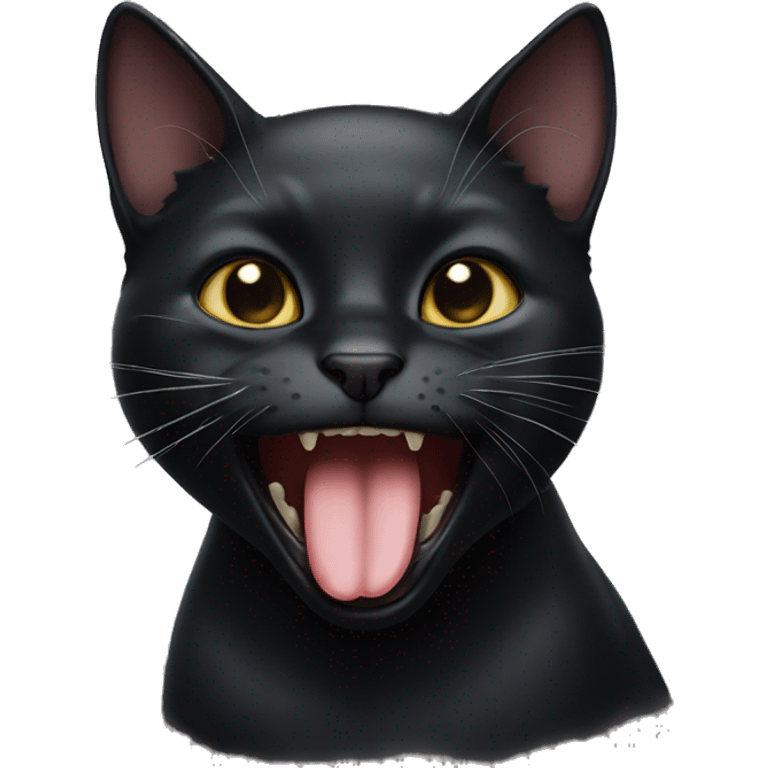 Black cat drooling  emoji