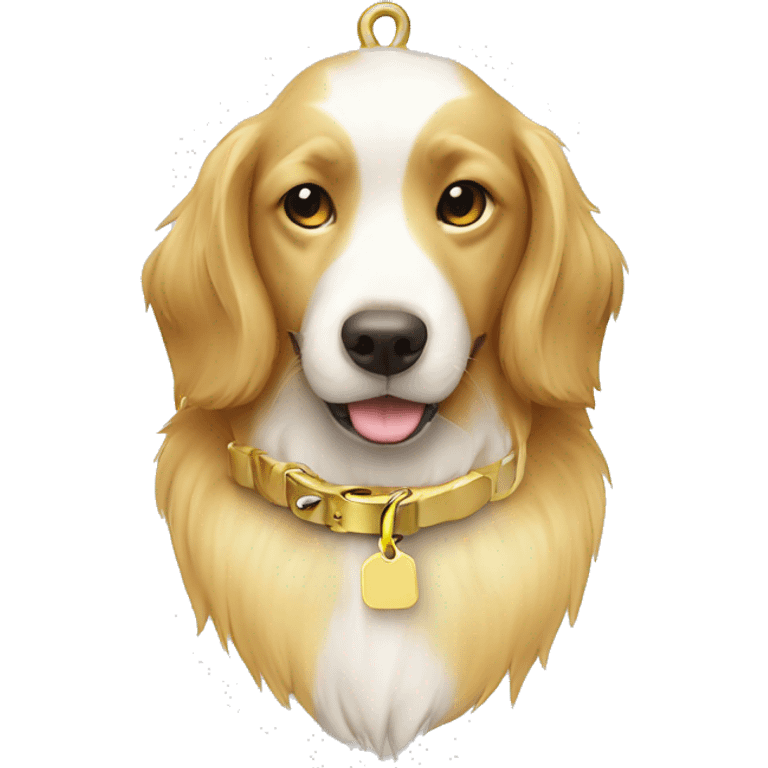 dog collar golden tag bone collar emoji