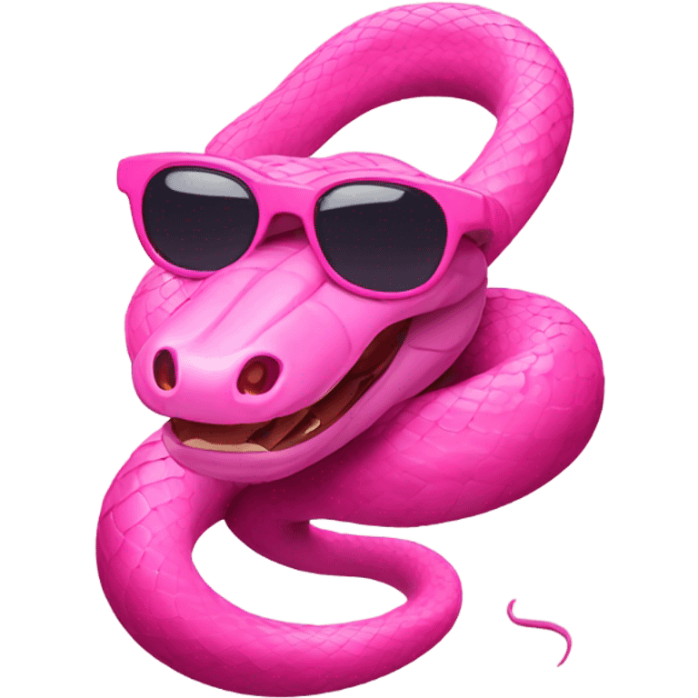 A cunning snake in pink shades emoji