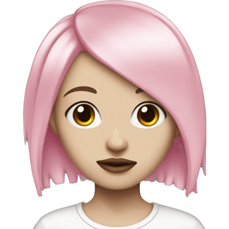 Hyperreal white emo girl with pink and black hair emoji