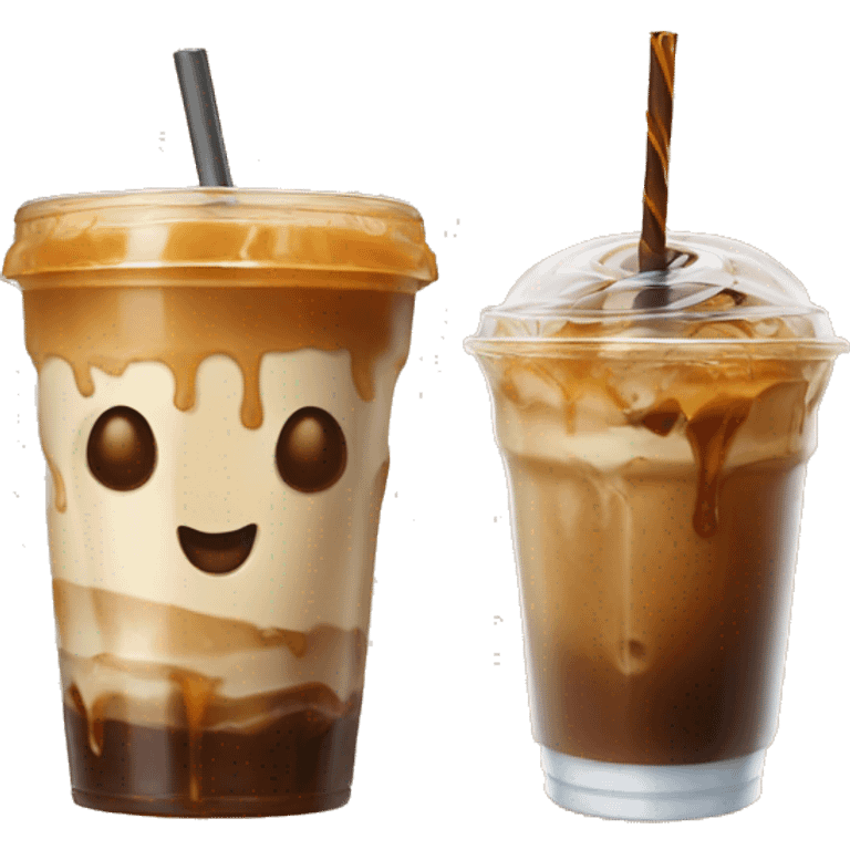 Iced coffee with caramel drizzle  emoji