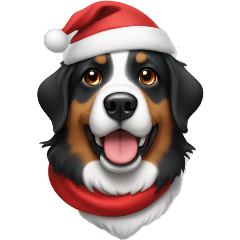 Bernes Mountain dog with a santa hat emoji