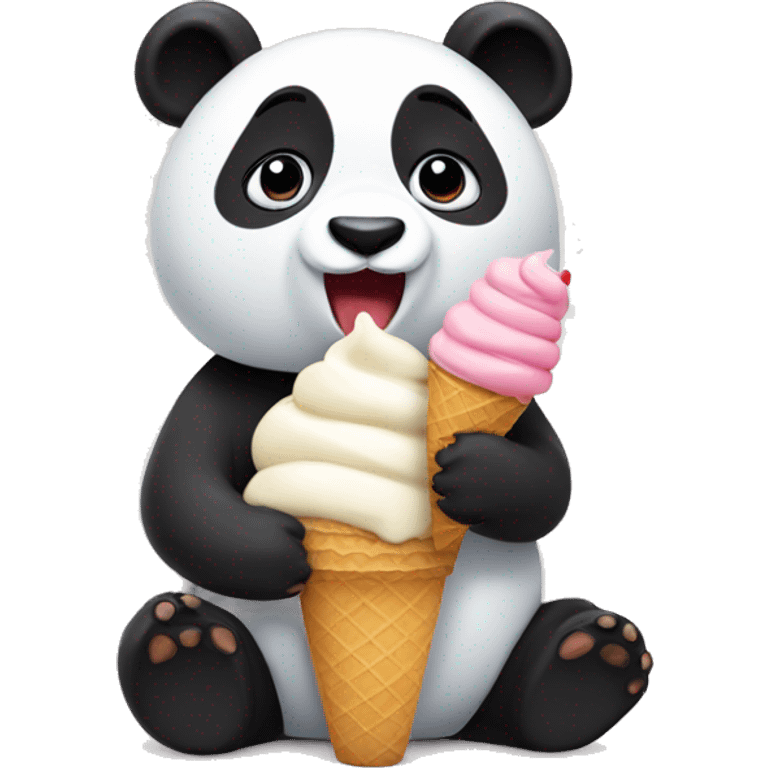 Panda eating ice cream emoji