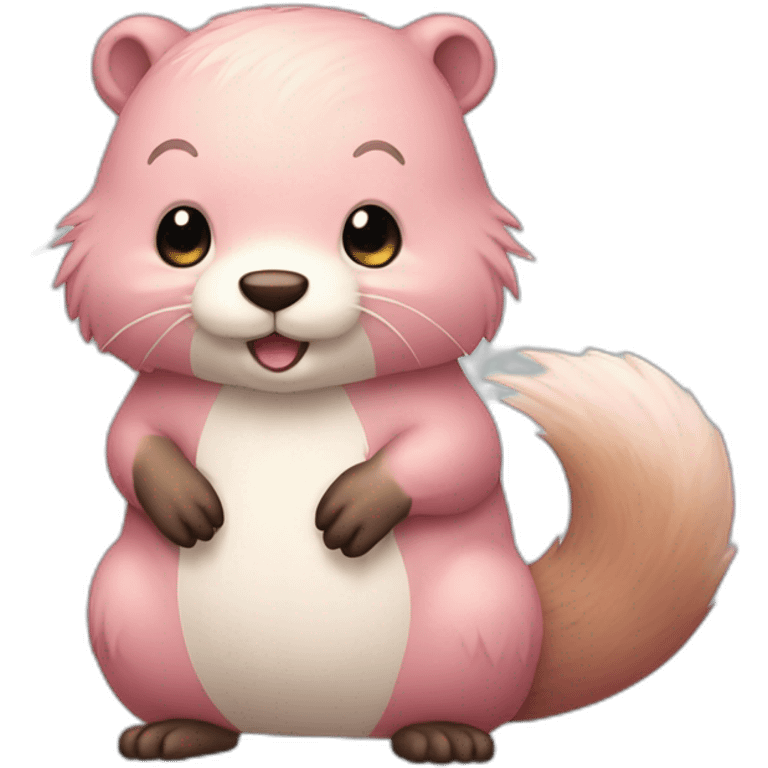 light-pink-fur-kawaii-beaver-with-big-tail emoji