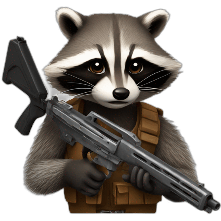 gun wielding raccoon emoji