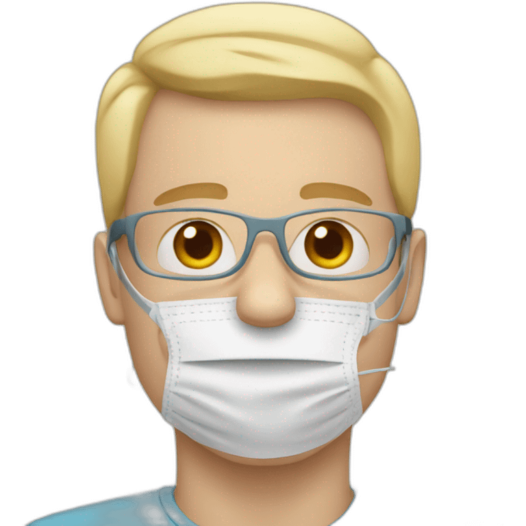 white man with nasal cannula waving emoji