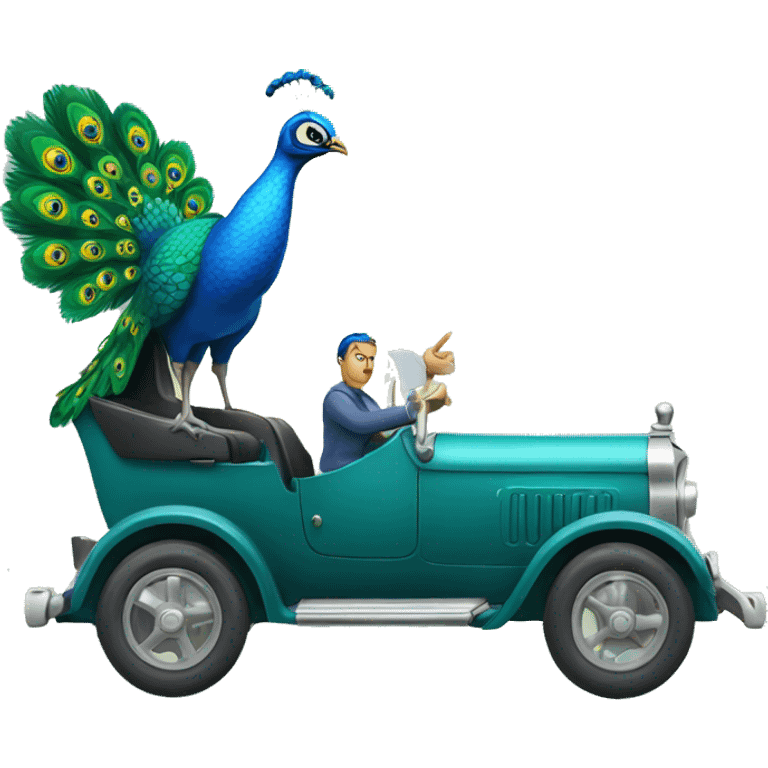 angry peacock driving car emoji