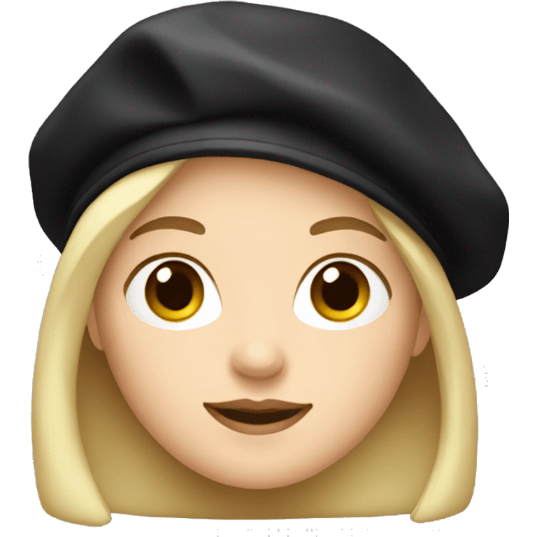 Grandmother with blond hair and fair skin in a black beret emoji