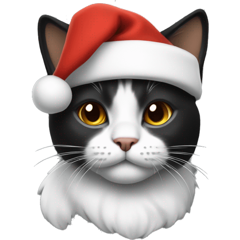 Cat colours black white bronw with santa hat emoji