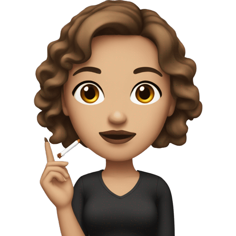 A girl with brown hair, brown eyes, heavy makeup and a cigarette in her hand. emoji