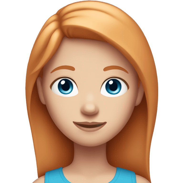 Girl with straight ginger hair and blue eyes and pink top emoji