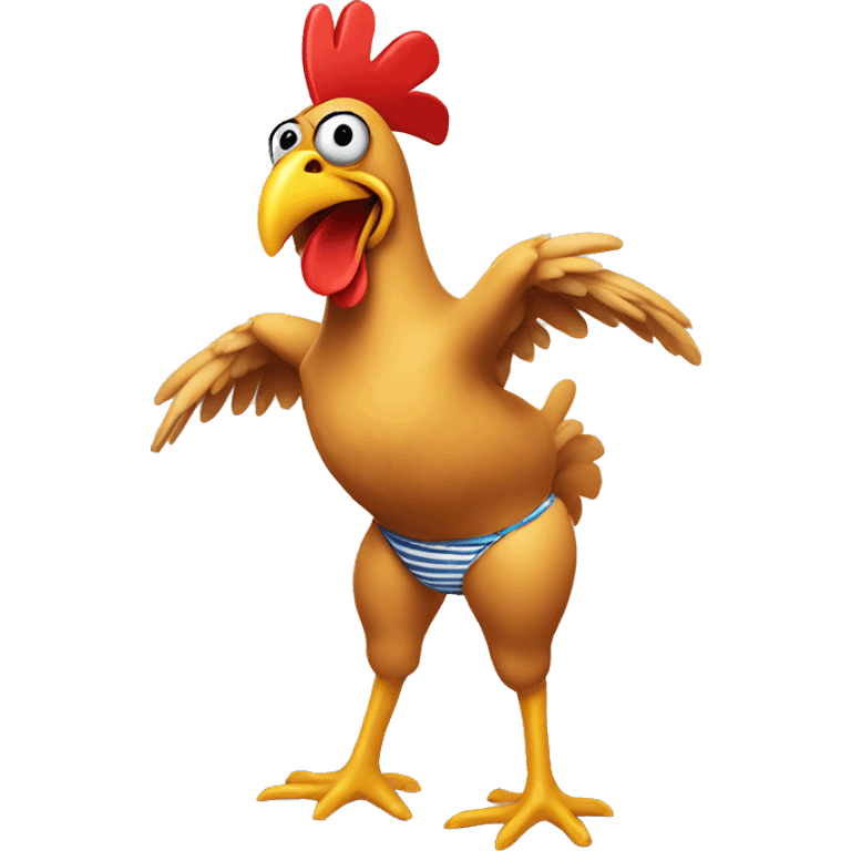 A chicken with bikini dancing emoji